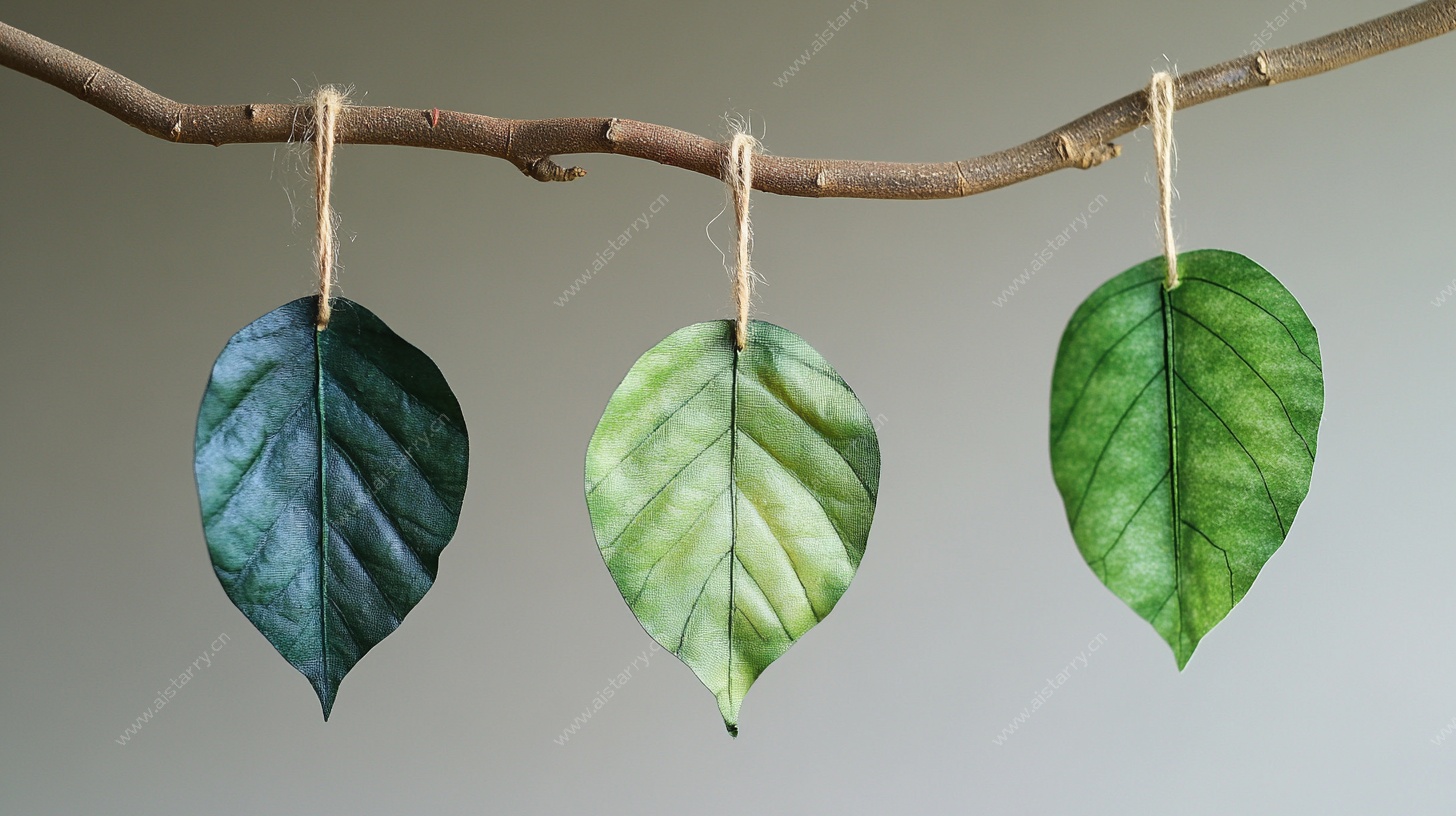 悬挂的多彩叶脉叶片