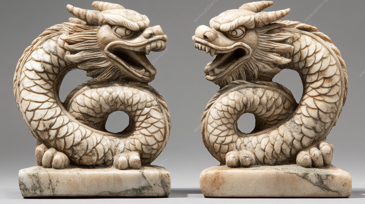 双石雕龙摆件