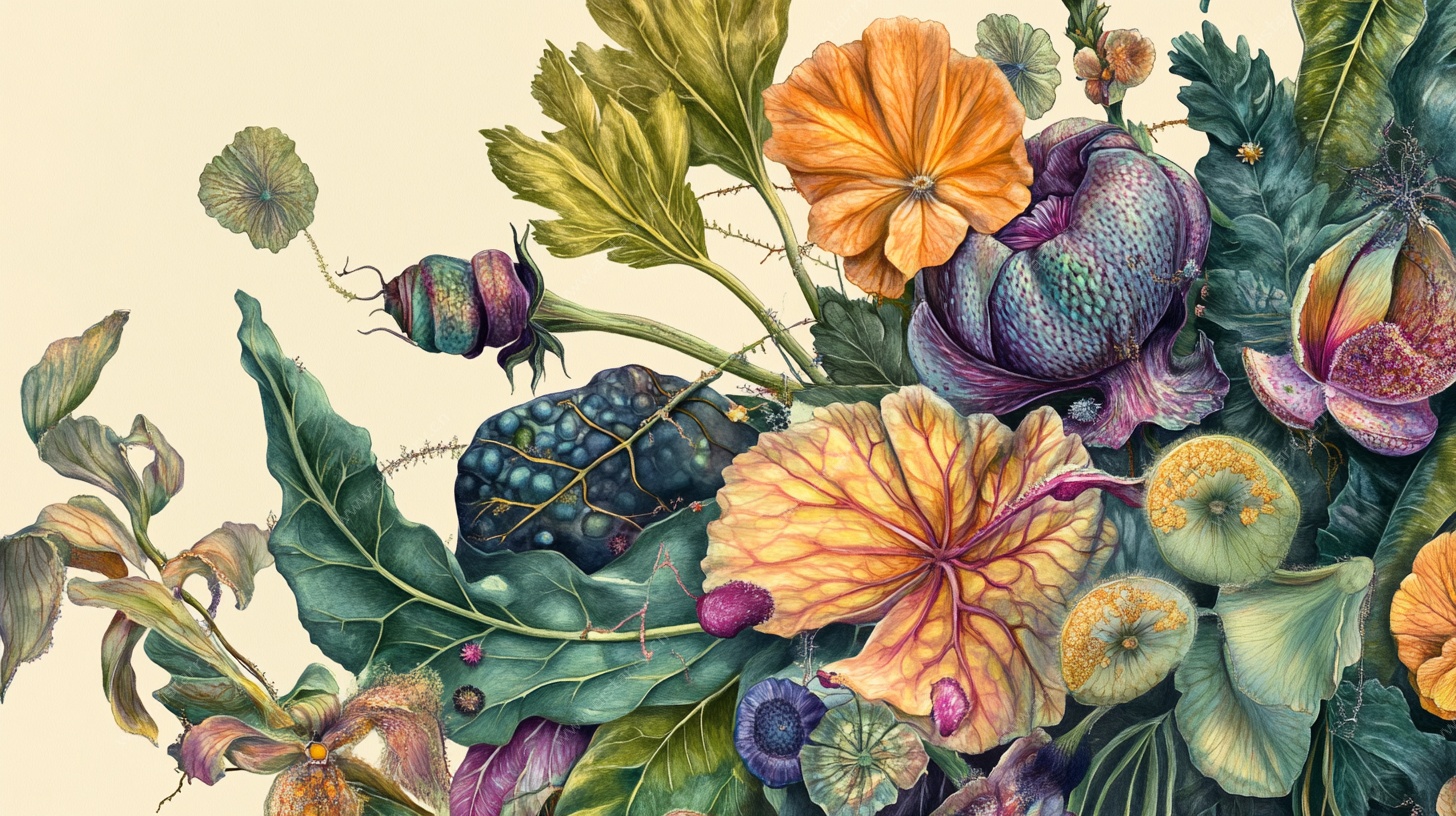 奇幻花卉昆虫插画作品