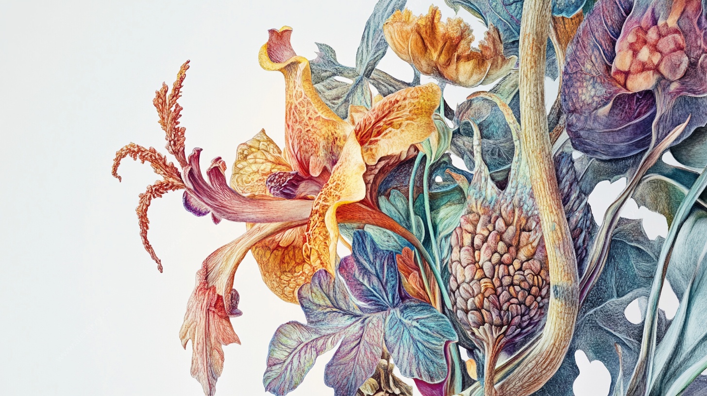 多彩花卉艺术插画