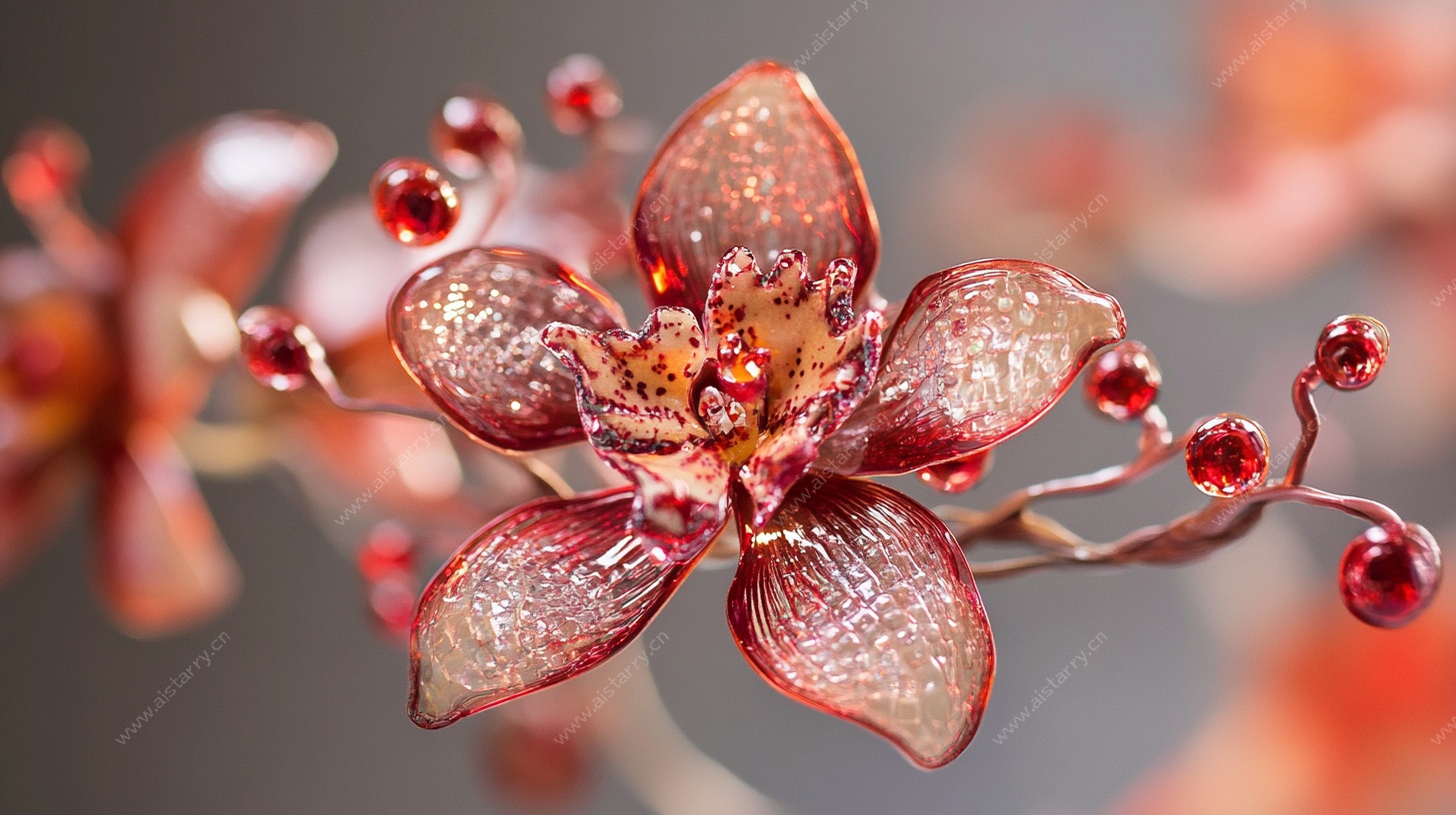晶莹红兰花特写