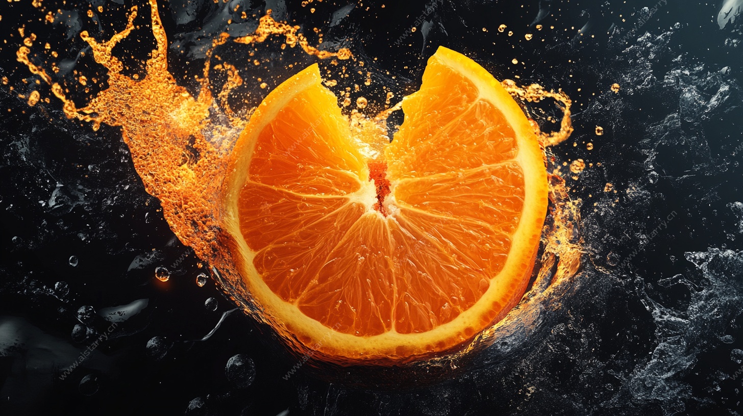 橙子水花飞溅瞬间