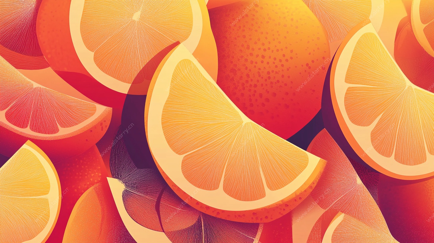 缤纷橙子切片插画