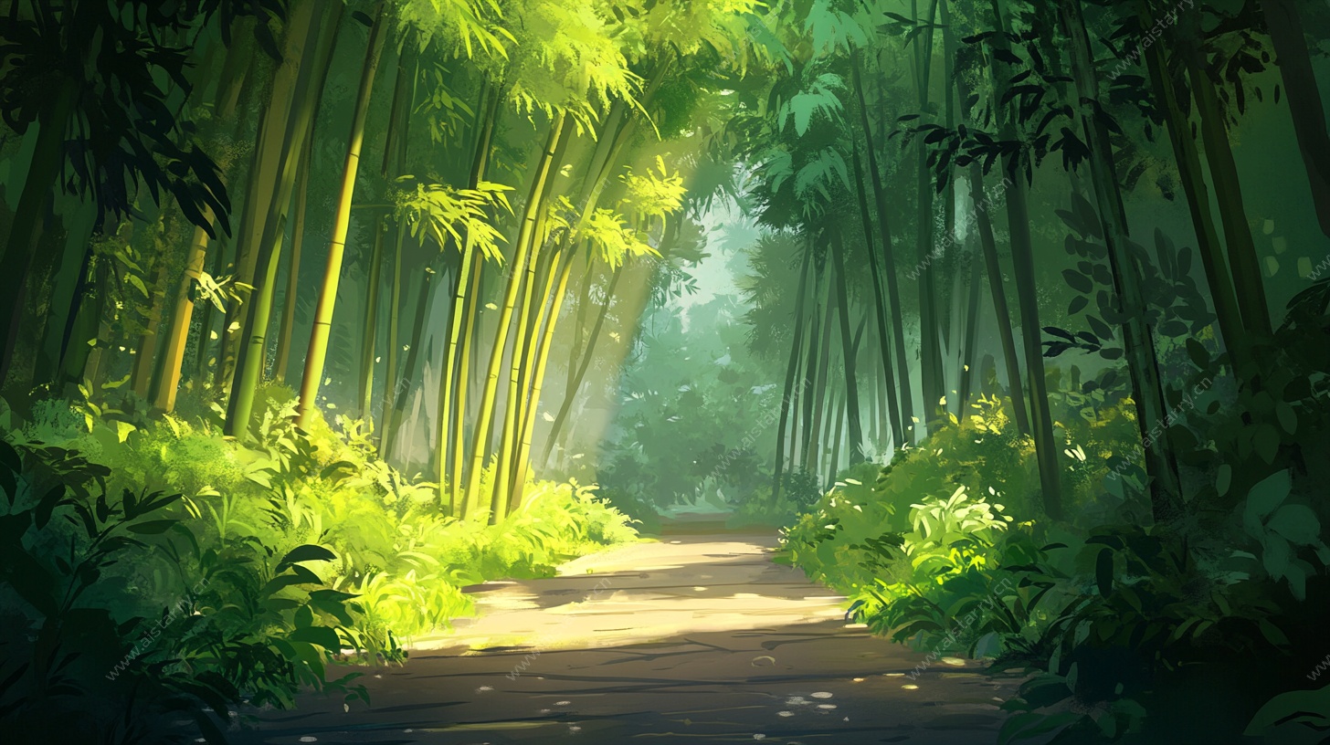 竹林幽径 光影下的静谧之境