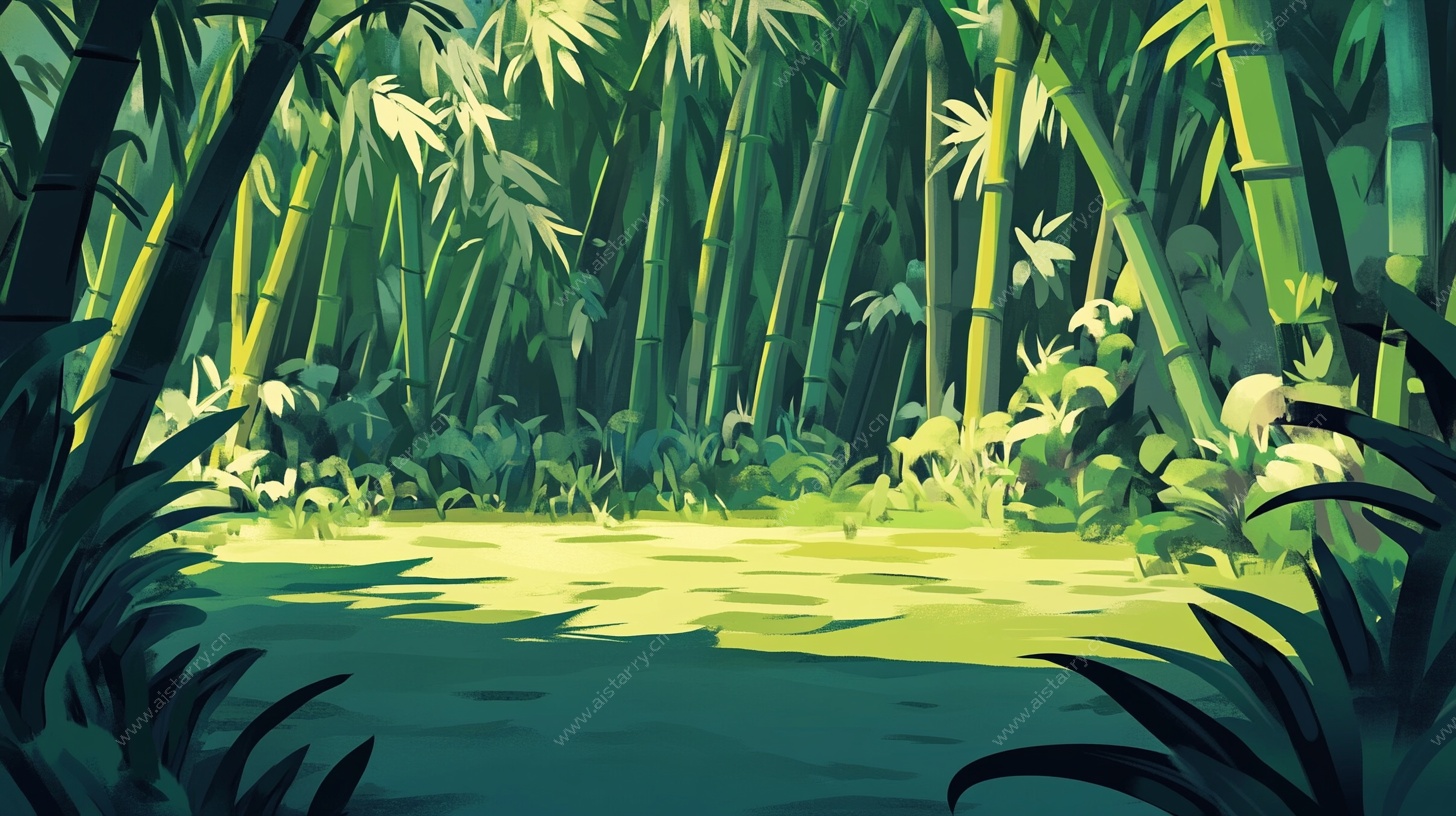 竹林光影插画
