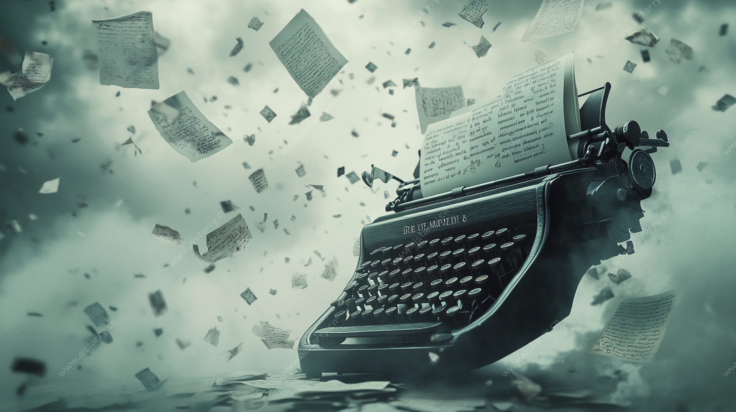 复古打字机的梦幻文字飞舞