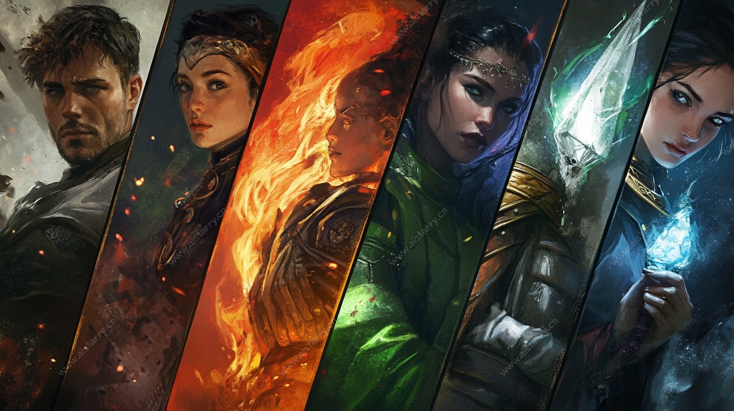 奇幻英雄角色集合海报