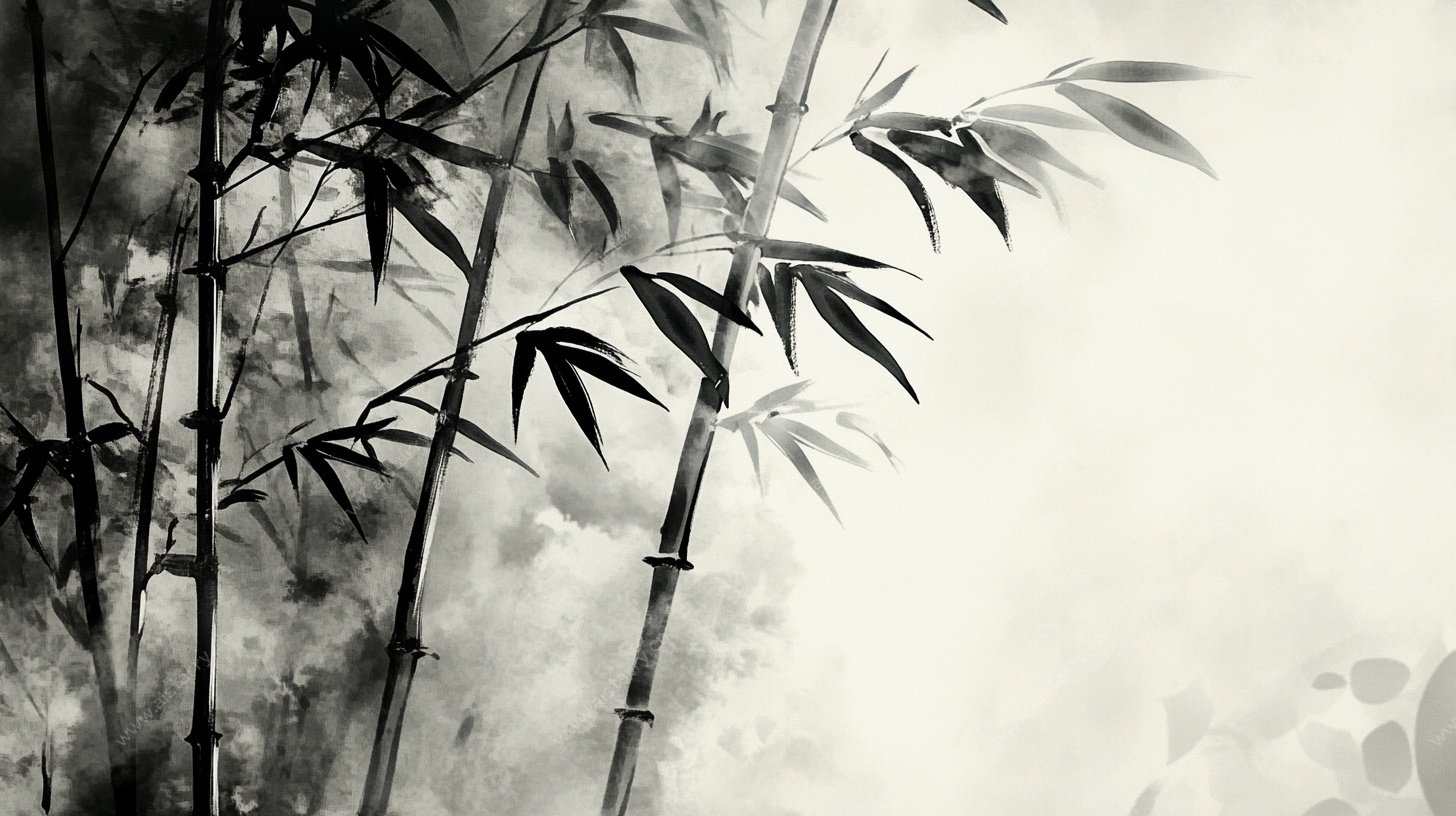 水墨竹林意境图