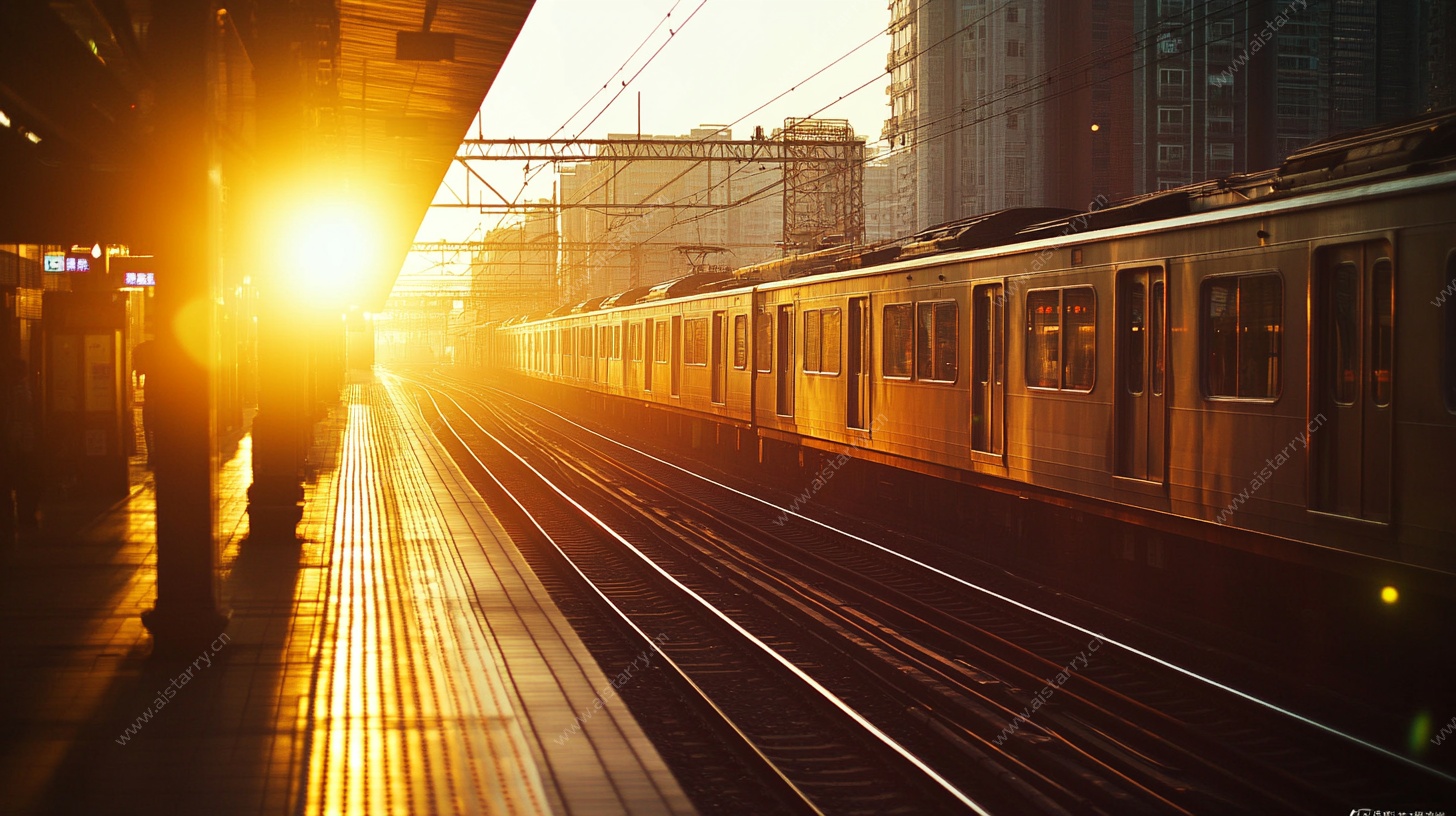 夕阳下的地铁车站