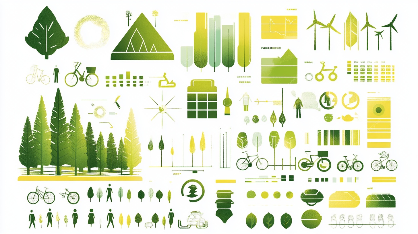 绿色环保元素集合插画