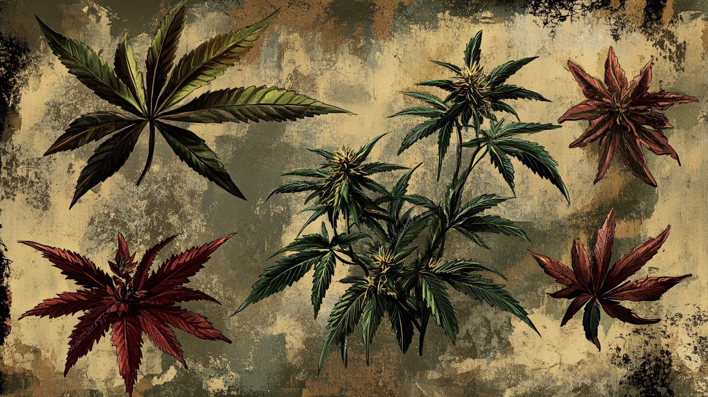 复古风大麻植物插画