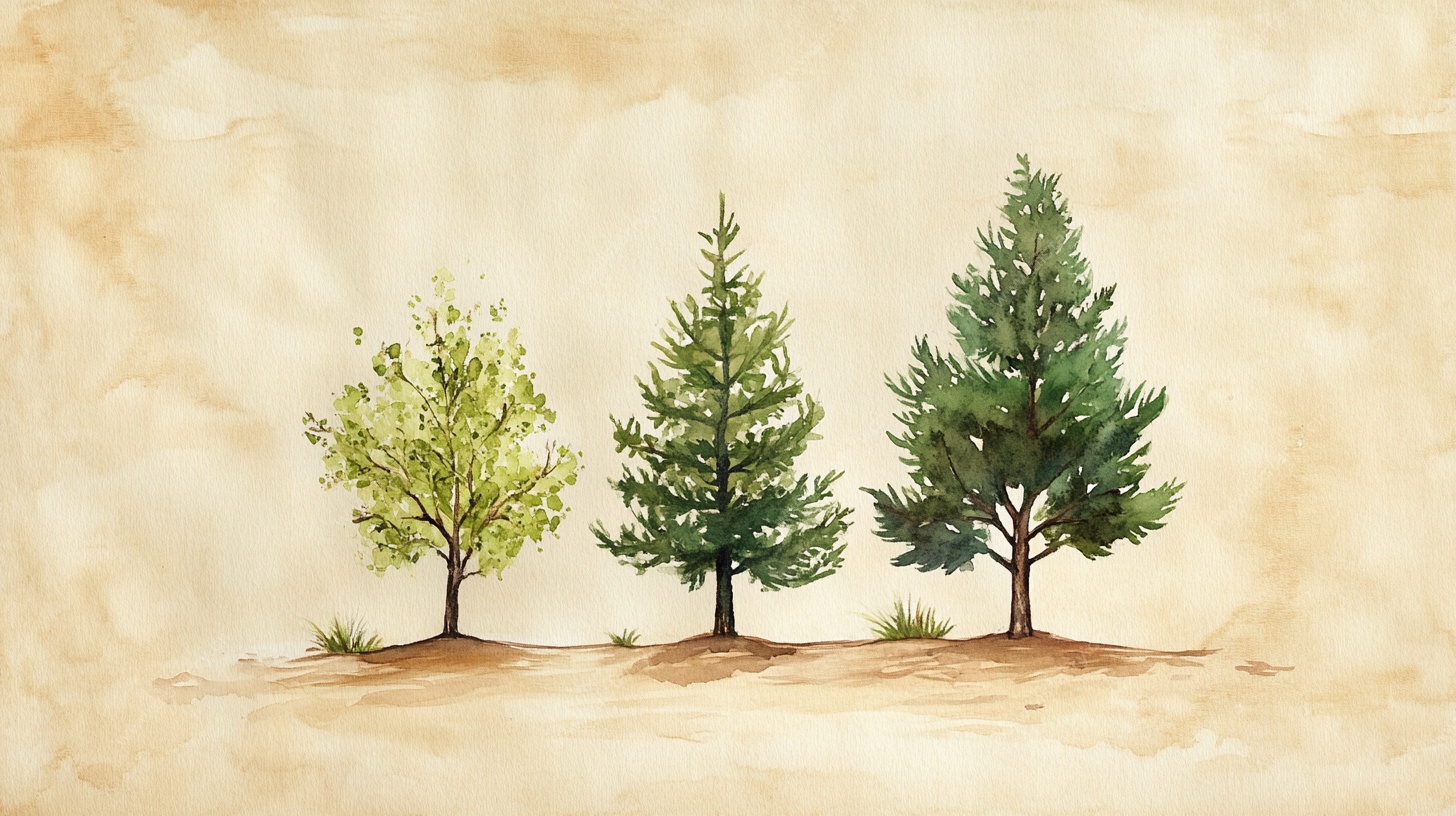三棵树的水彩绘景