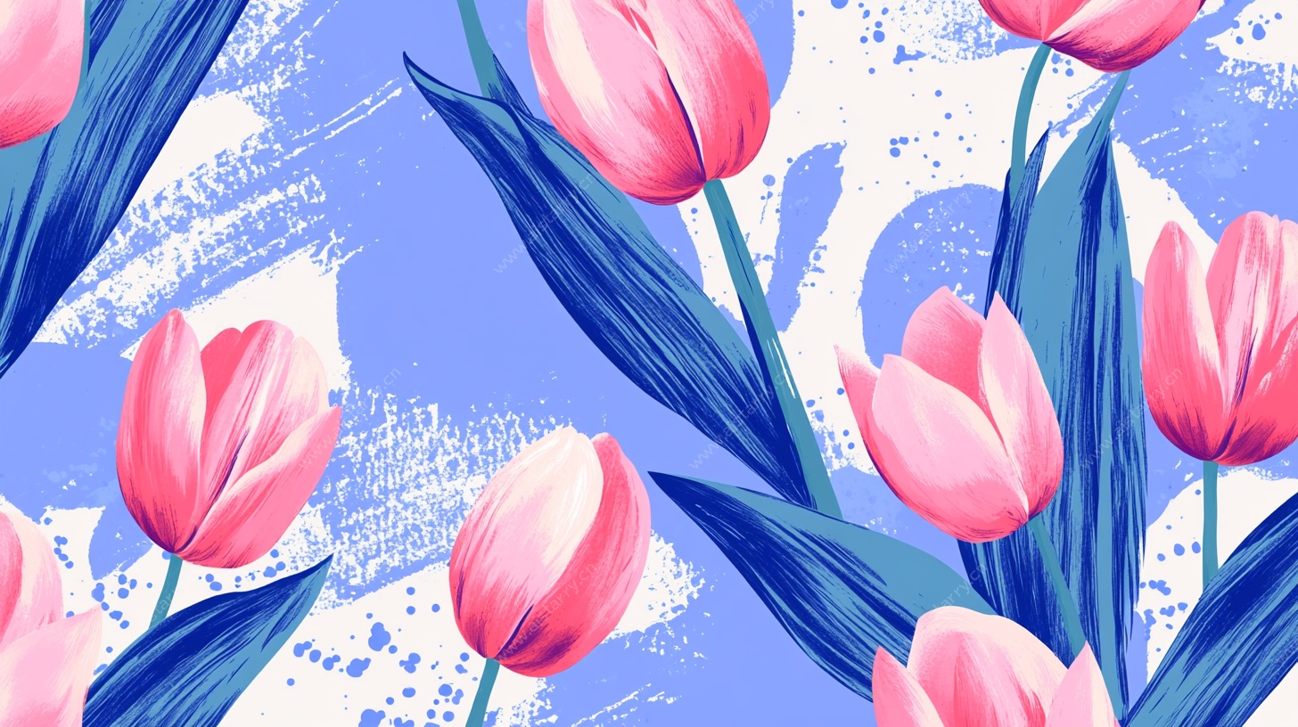 粉色郁金香花卉图案背景