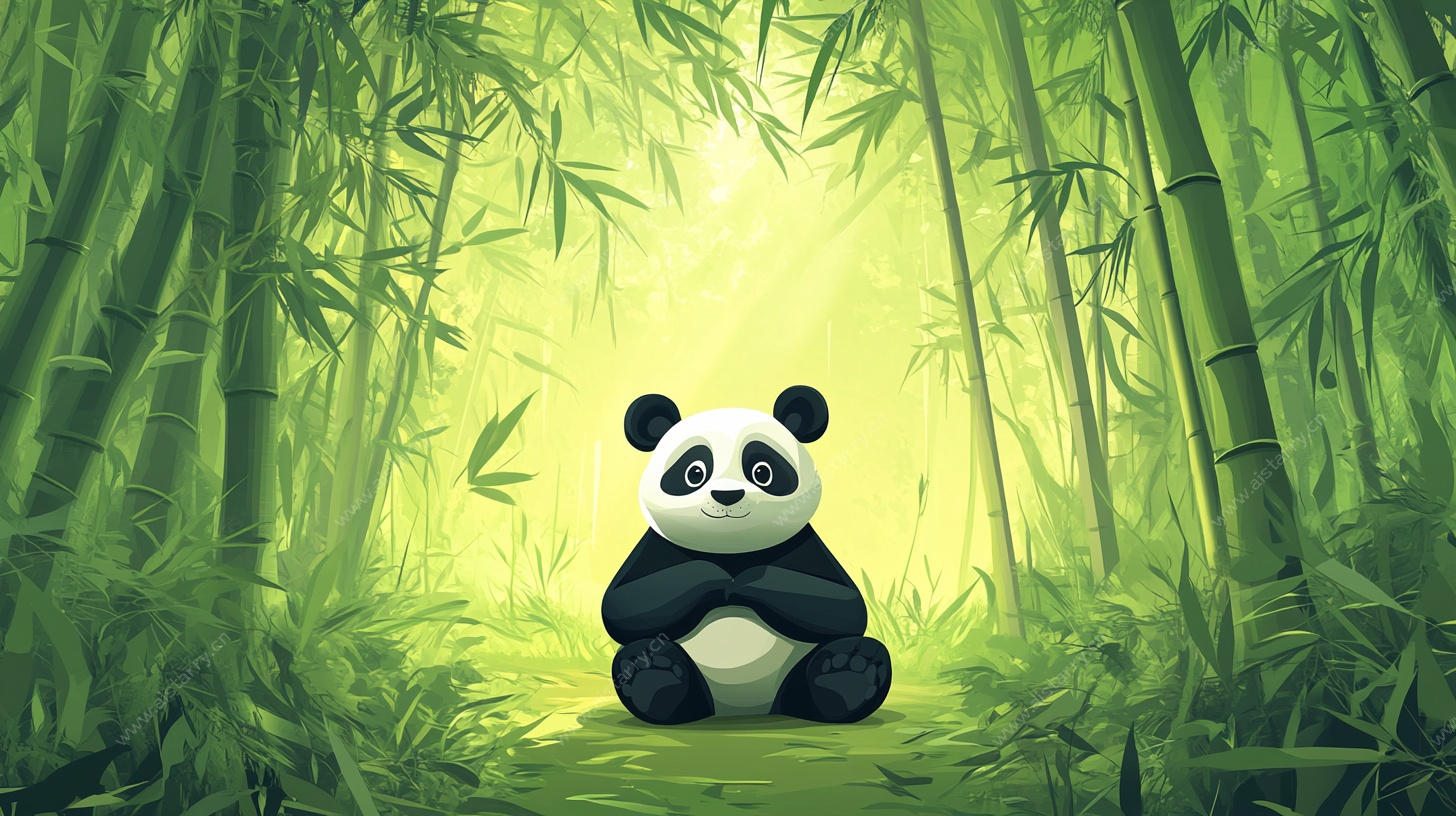 竹林中的熊猫静思时刻
