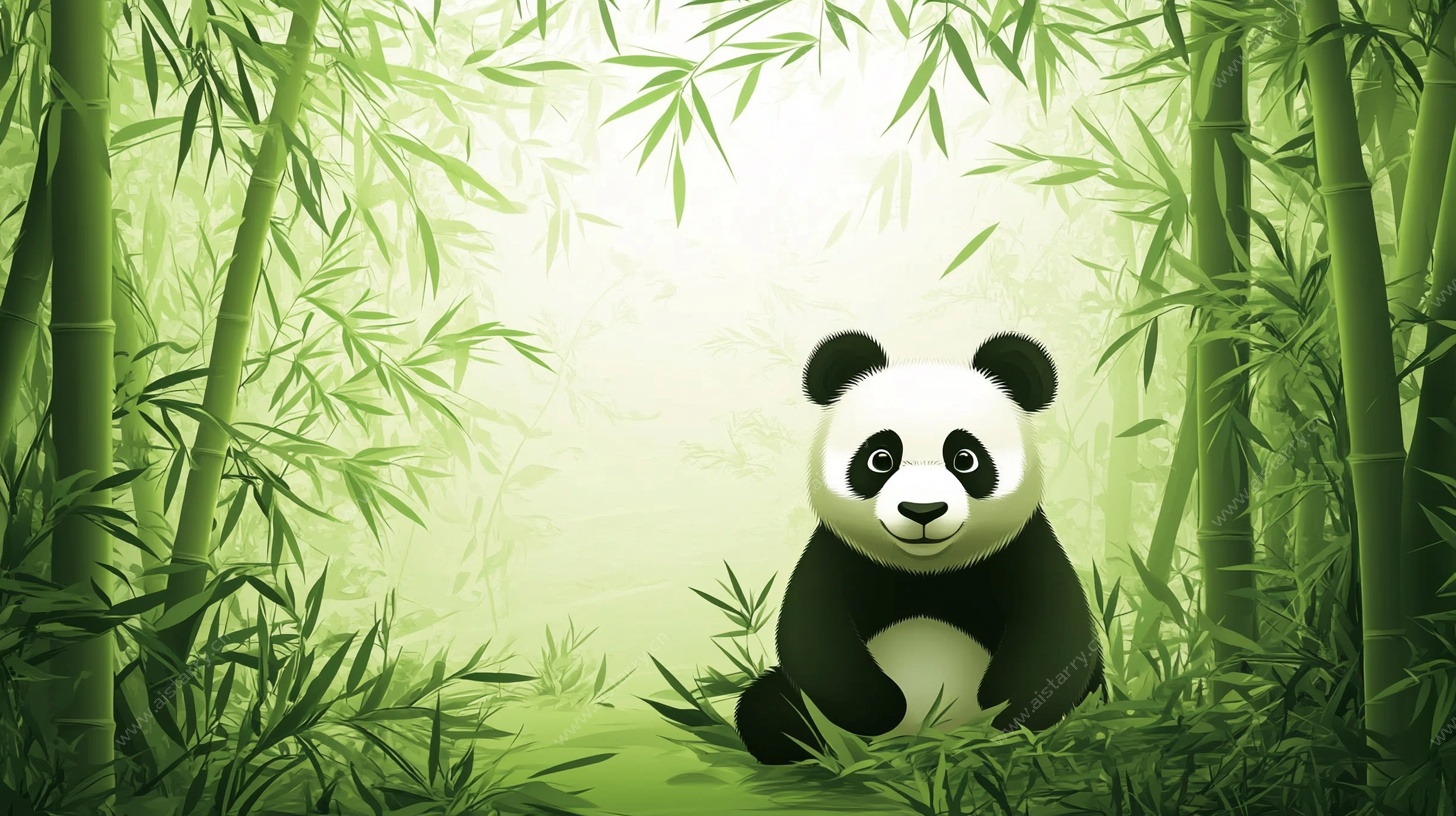 竹林中的熊猫萌态