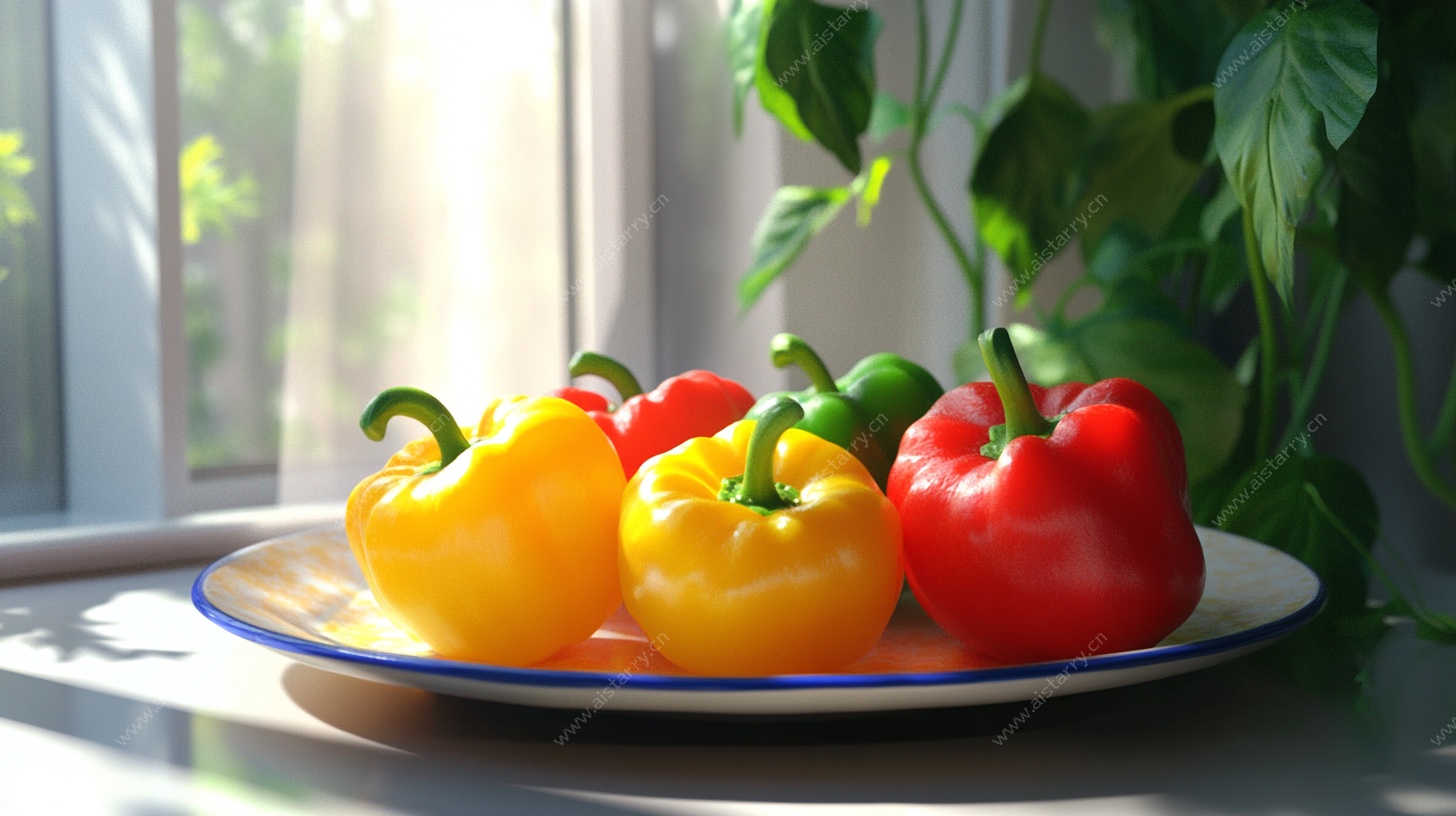 窗台上的多彩甜椒
