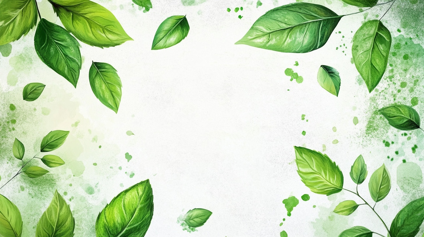 清新绿叶水彩背景图