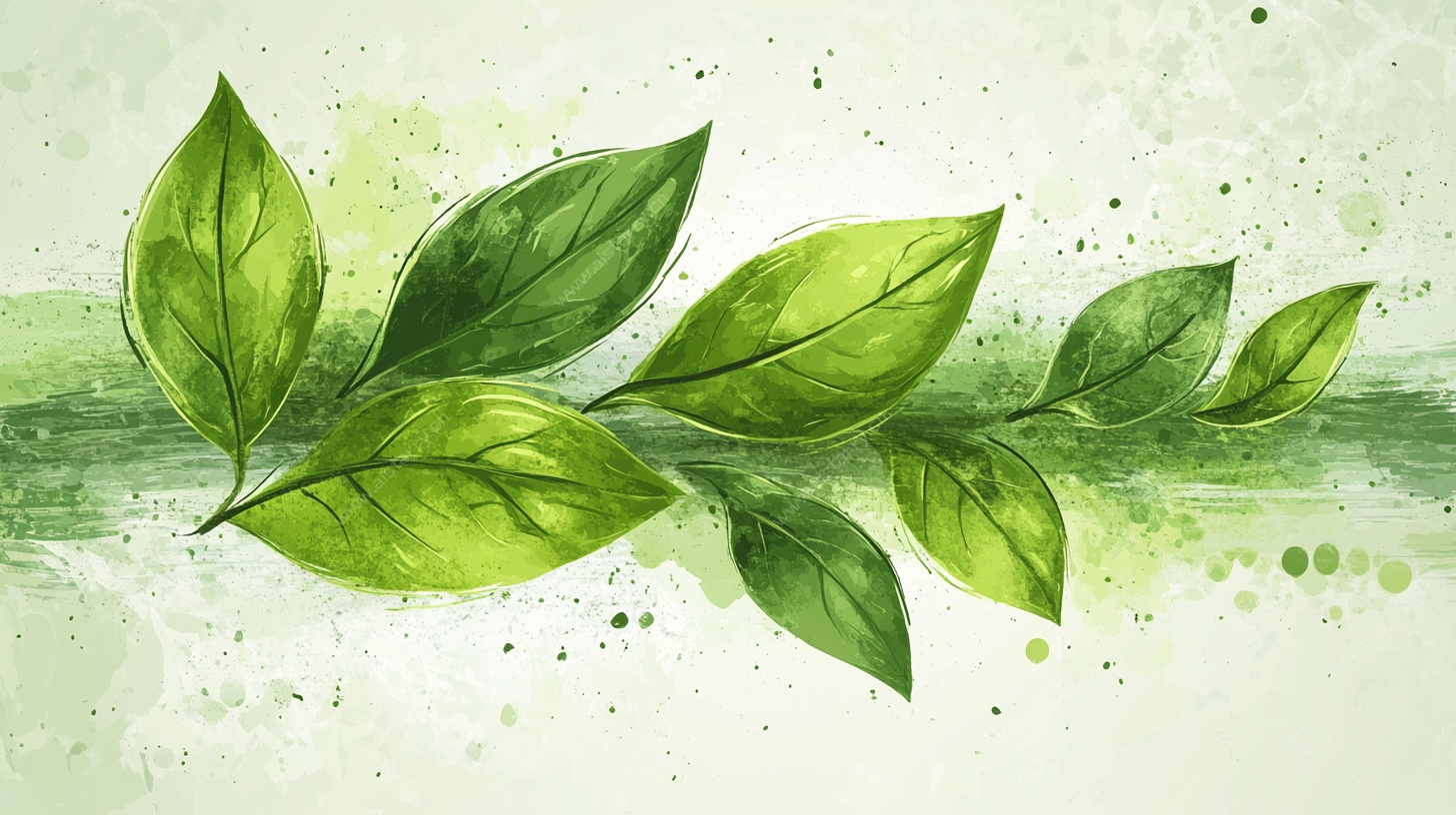 水彩绿叶插画