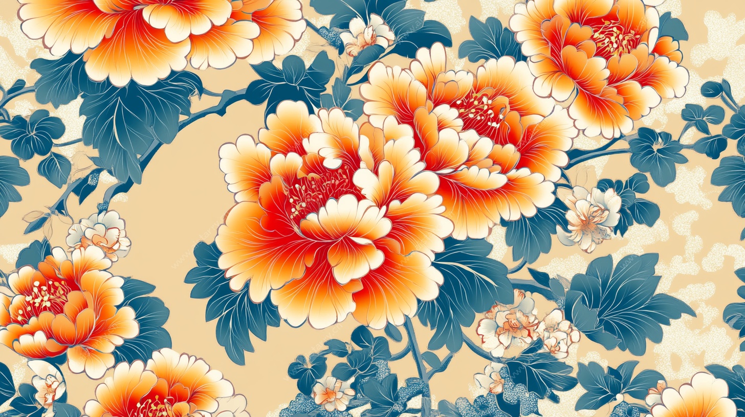 富贵牡丹花卉图案