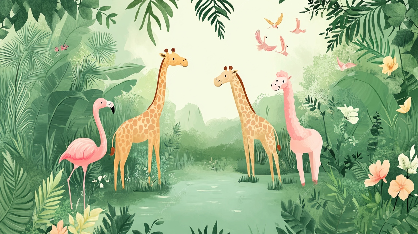 热带丛林中的动物聚会