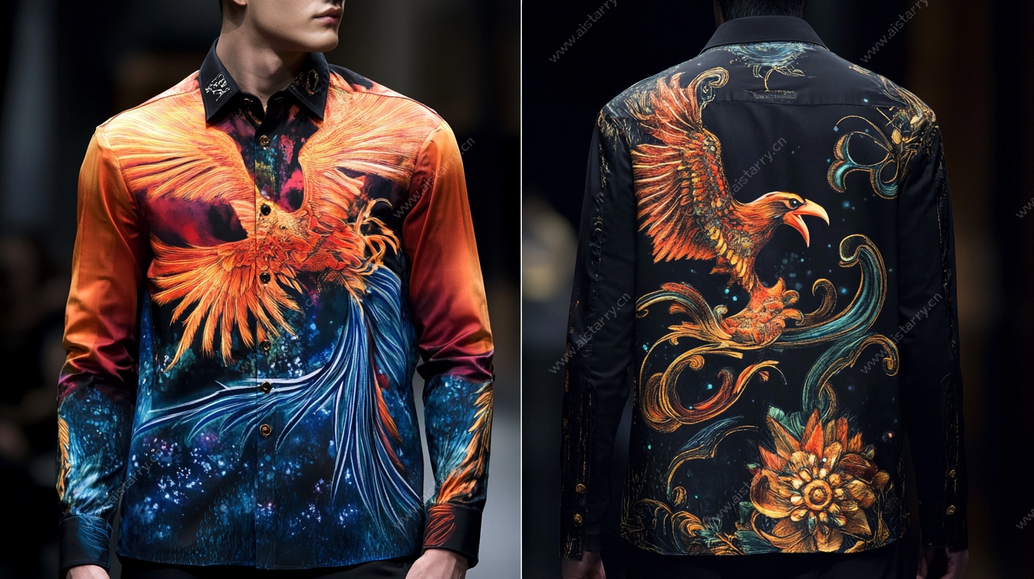 中式凤凰印花时尚上衣