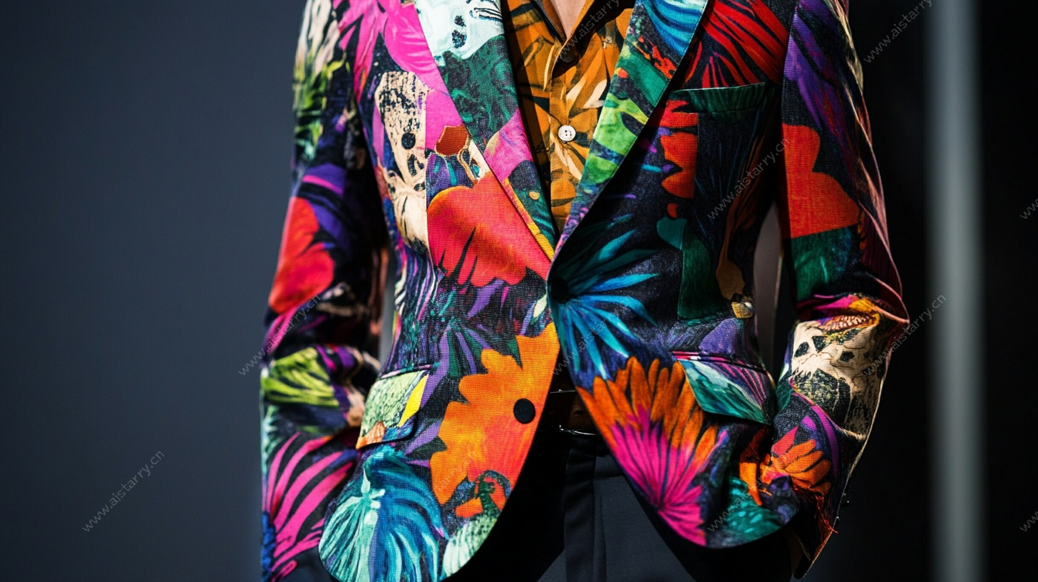 彩色印花时尚西装外套