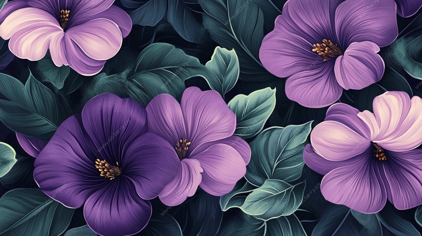 紫色花卉图案背景图