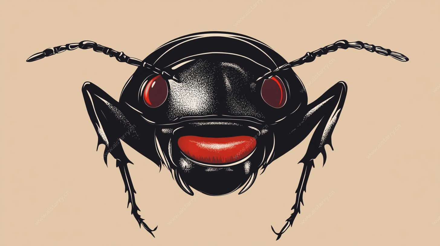黑甲虫卡通形象插画