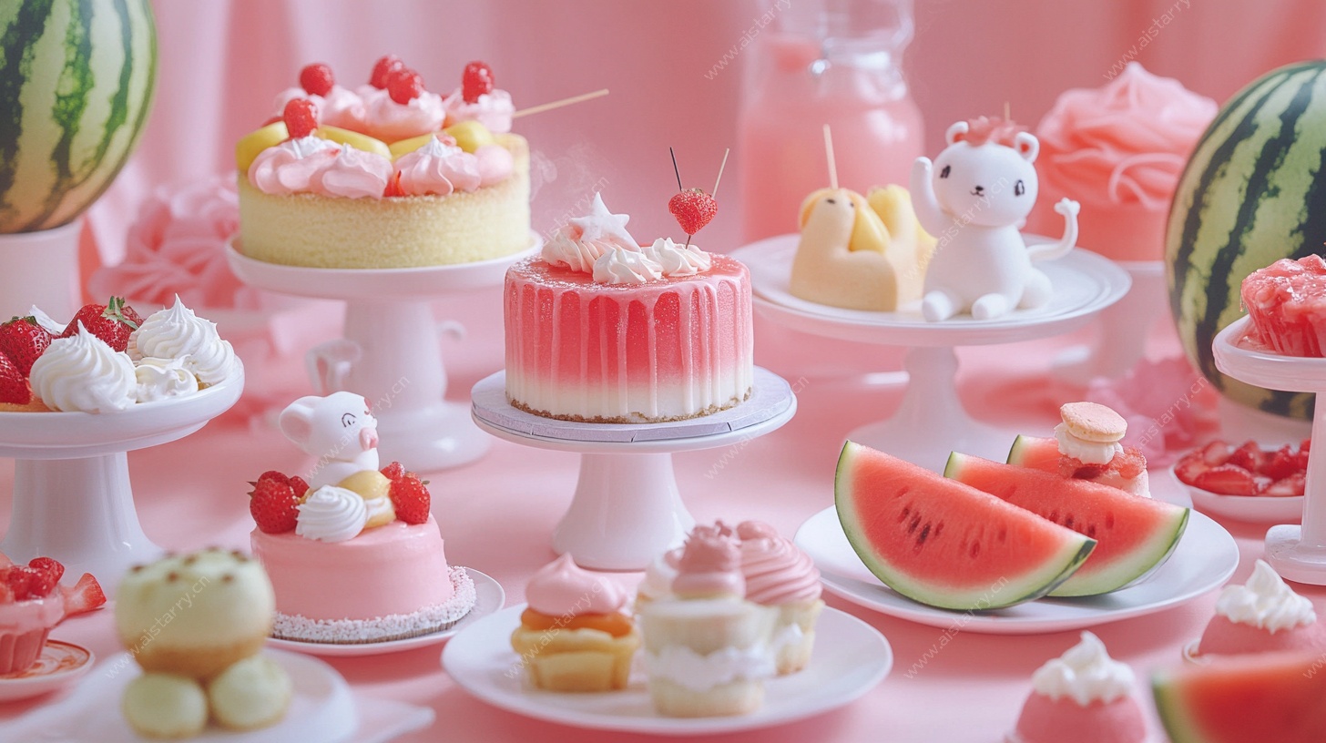 甜美粉色系精致甜品盛宴