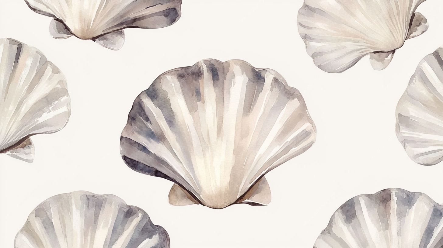 水彩贝壳图案纹理背景