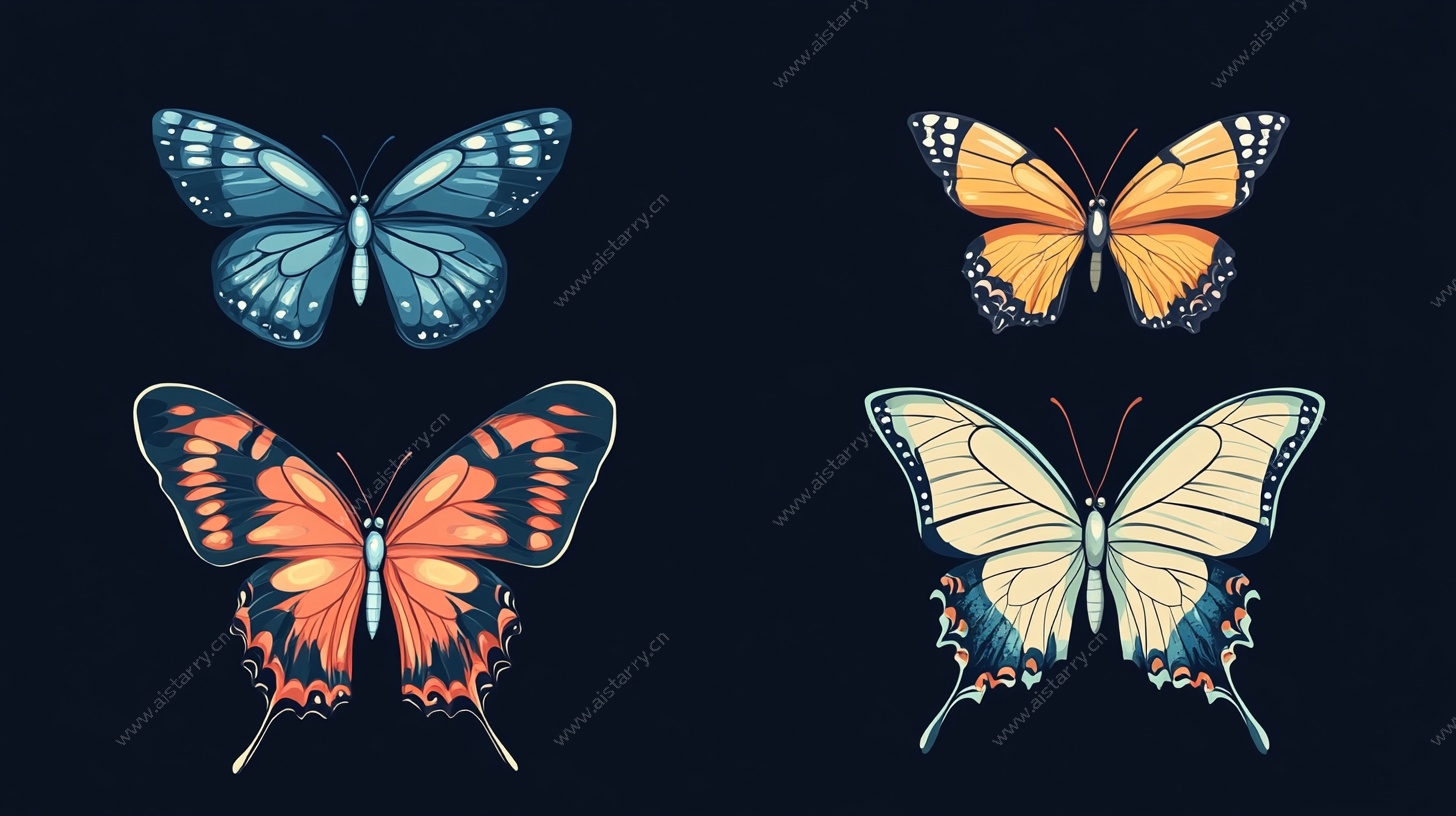 多彩蝴蝶插画
