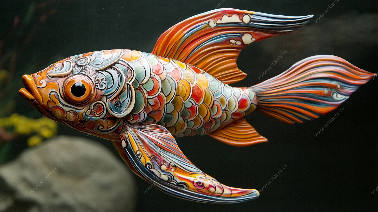 彩绘金鱼艺术雕塑