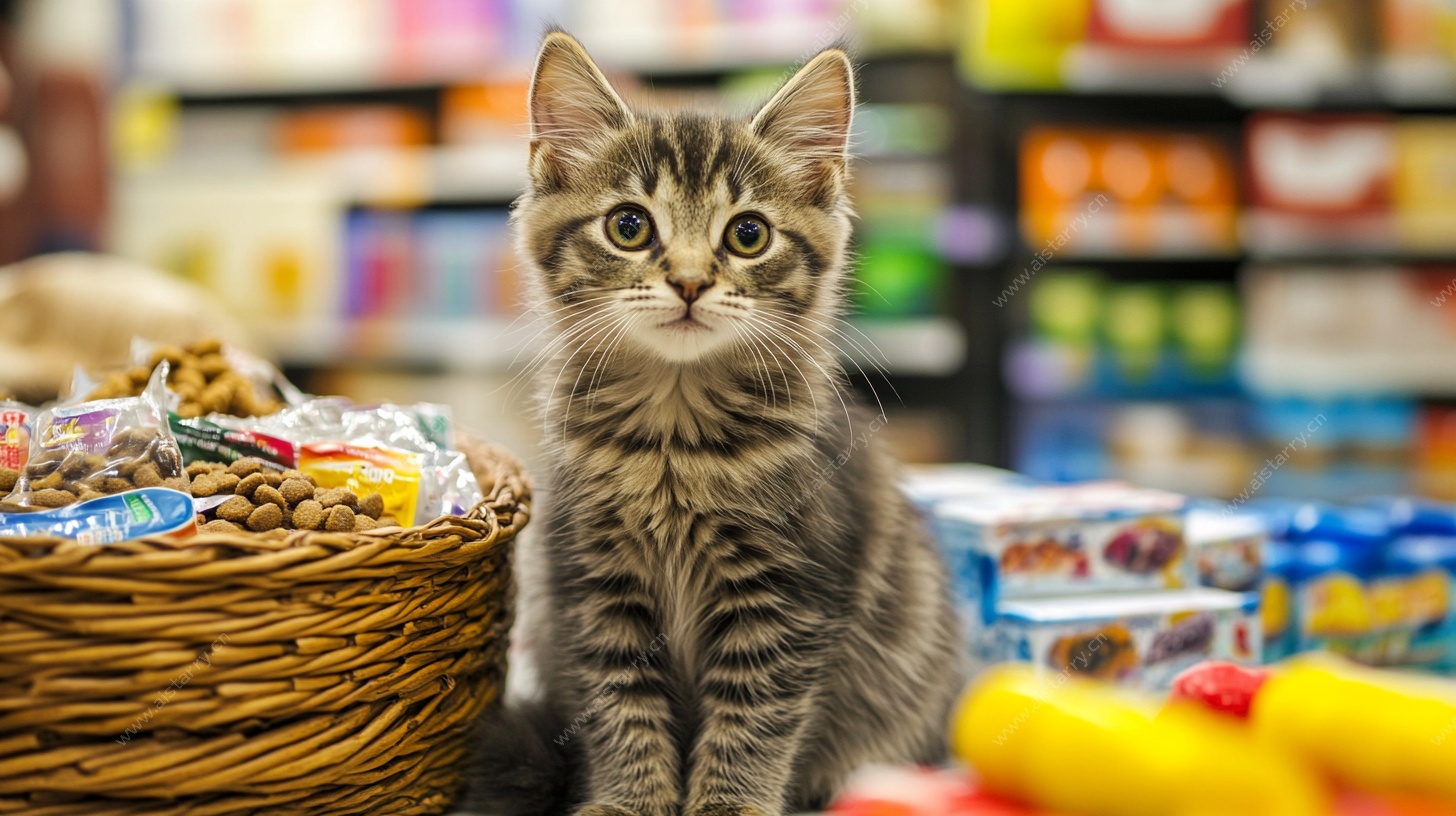 萌猫于零食堆前好奇张望