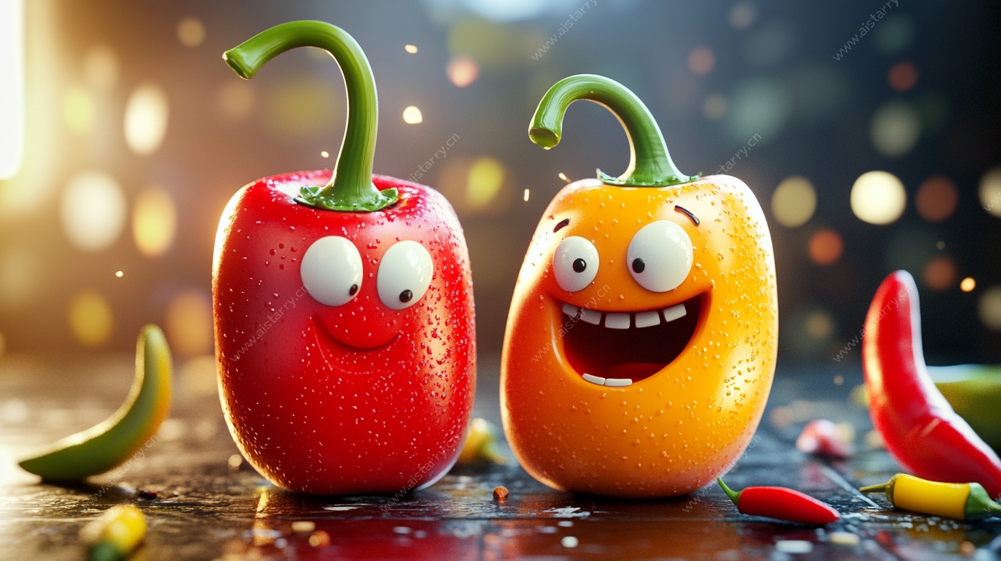 可爱表情彩椒卡通形象