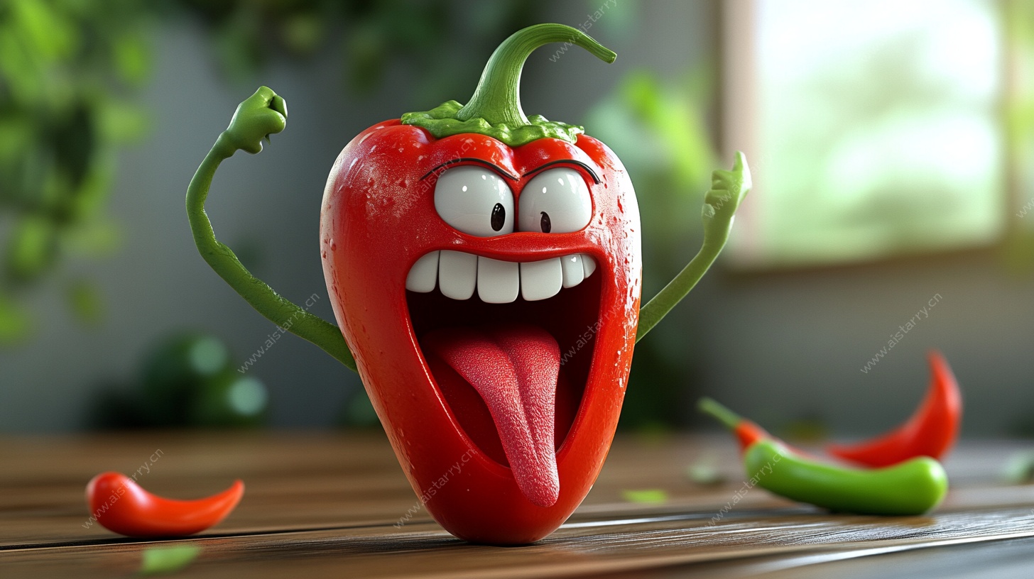 卡通红辣椒的欢乐表情
