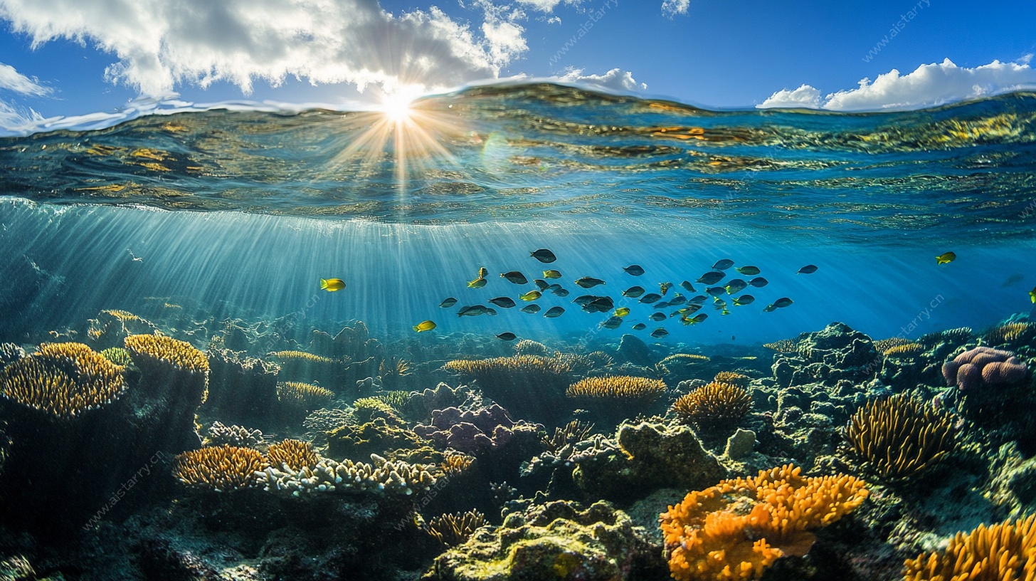阳光照耀下的海底世界
