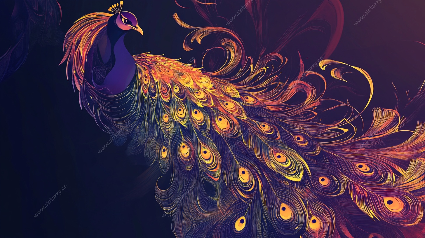 梦幻炫彩孔雀图