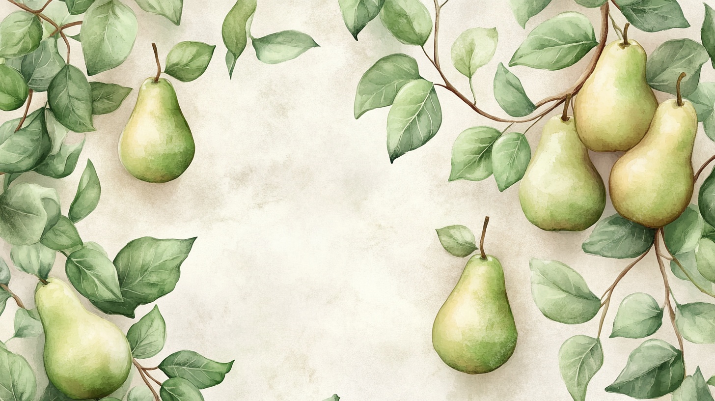 水彩风青梨绿叶装饰图