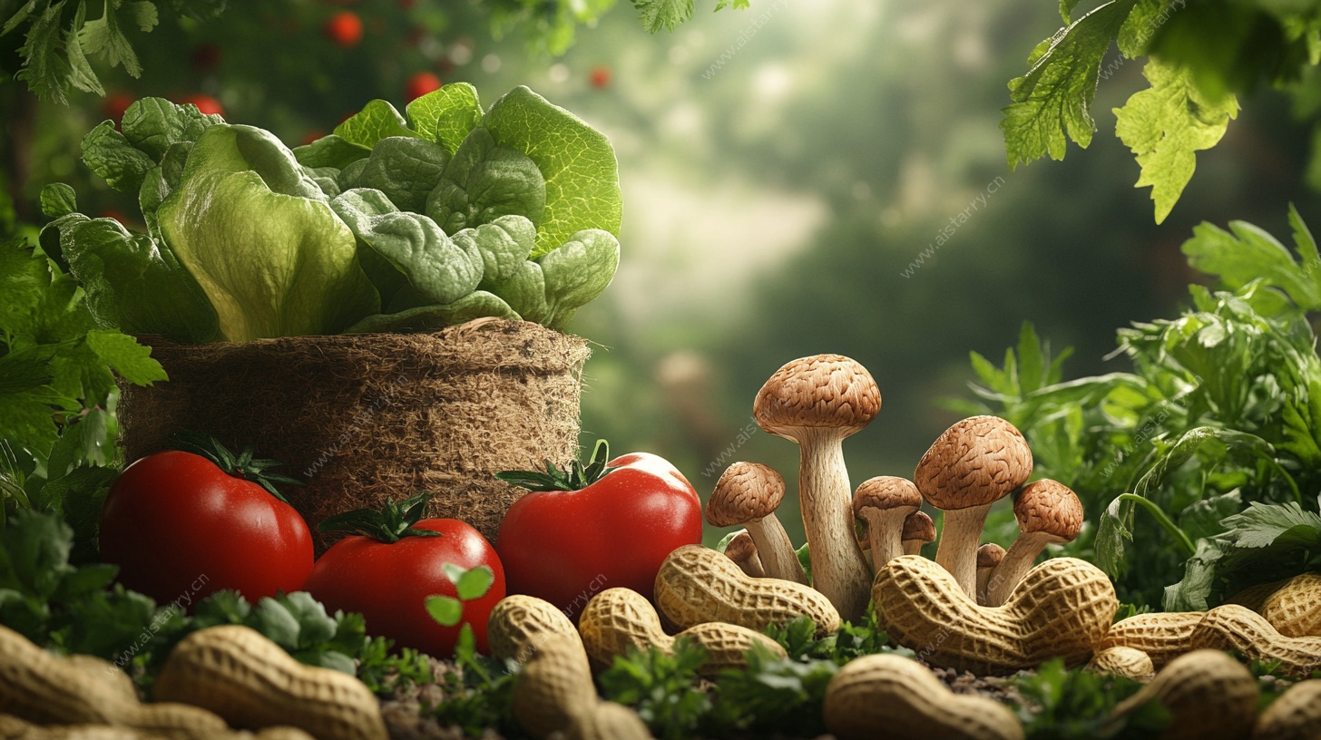 田园蔬果蘑菇温馨静物图