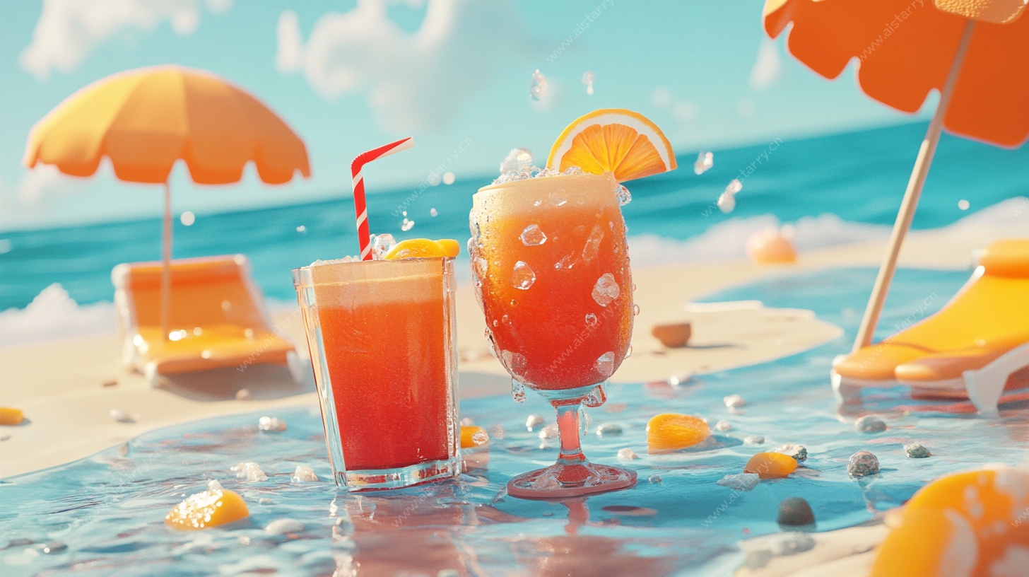 夏日海滩果汁