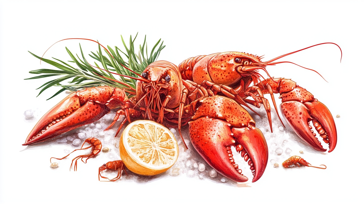 新鲜龙虾配柠檬香草