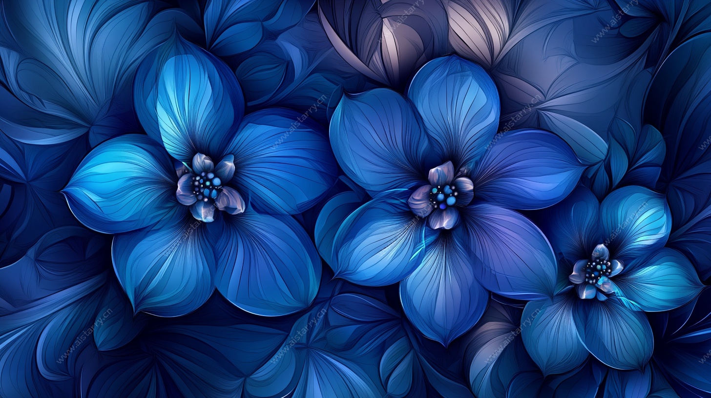 梦幻蓝色花卉图案背景