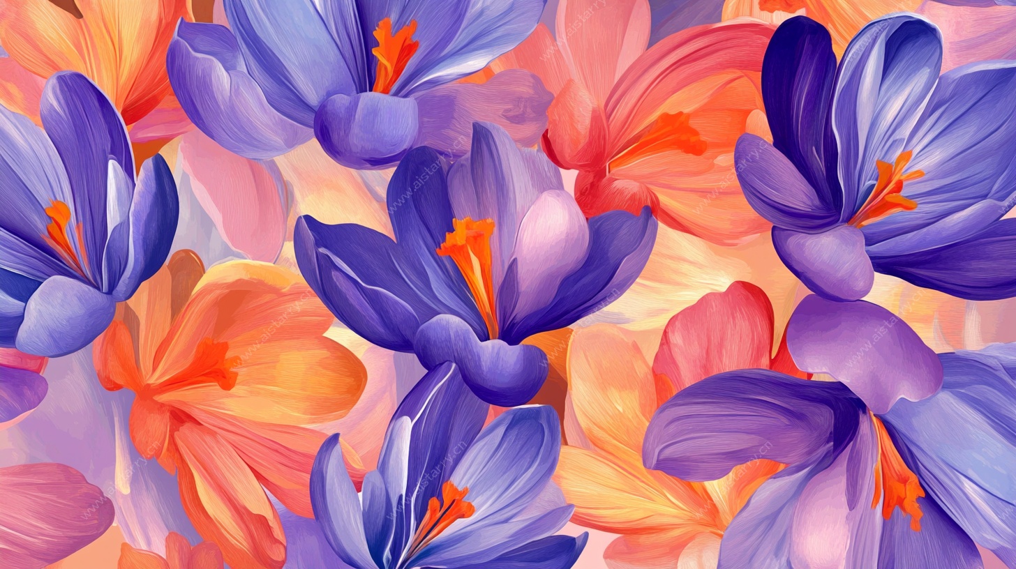 缤纷花卉无缝图案