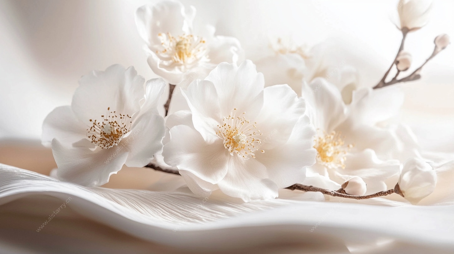 素雅白玉兰静物图