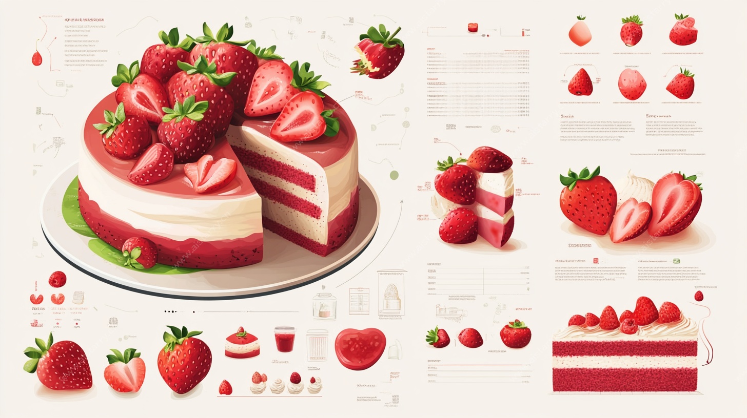 草莓蛋糕插画组图