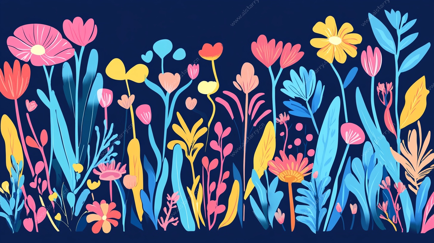 缤纷花卉插画背景图