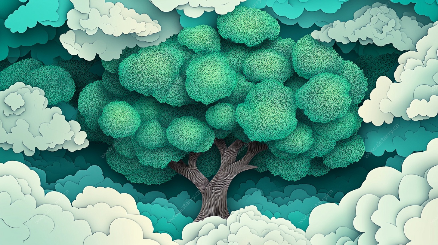 奇幻森林云朵环绕之景