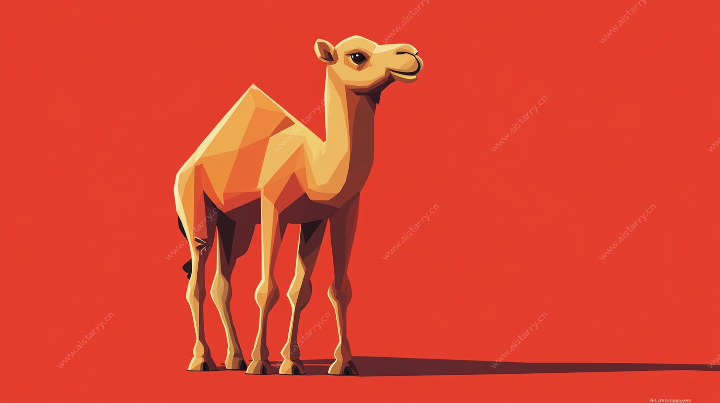 低多边形风格骆驼插画