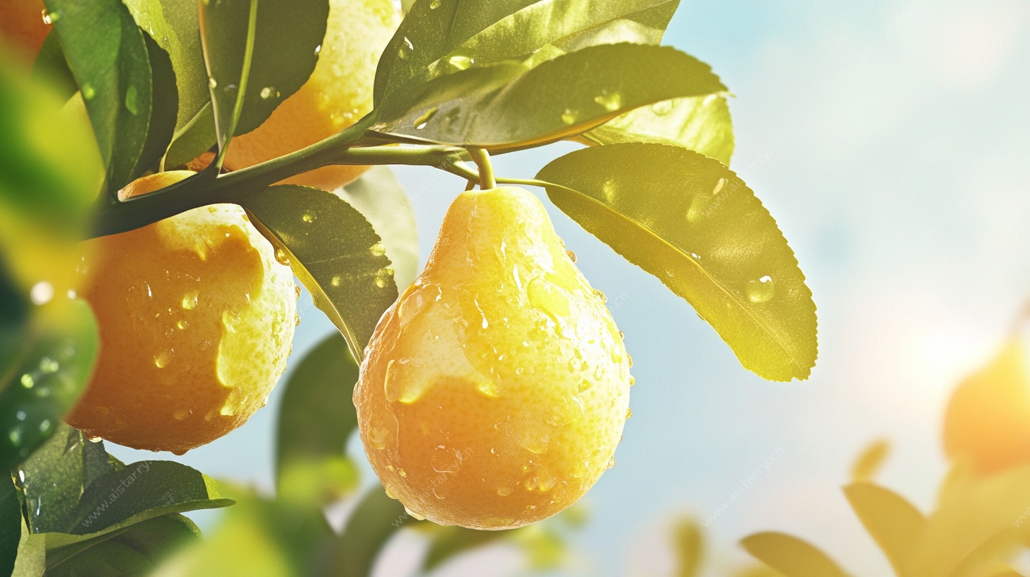 枝头鲜柠檬 阳光润果香