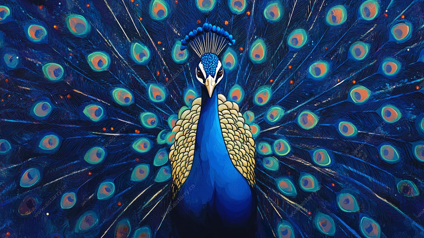 开屏蓝孔雀 绚丽自然美